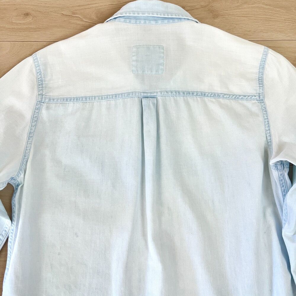 Abercrombie & Fitch 100% Cotton Light Blue Denim Quarter Button-up Shirt Sz S - Picture 9 of 16